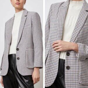 Rails Windsor Lilac Navy Mini Check Blazer Wool Blend Academia Office Size XS